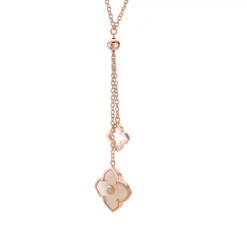 Gemminded Rose Gold Over Sterling Silver Mother-Of-Pearl & Cubic Zirconia Flower Pendants Y-Necklace -Gemminded Jewelry 4805838 ALT