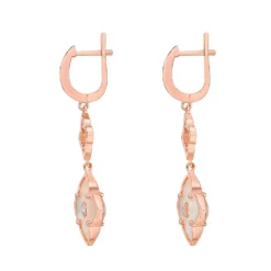 Gemminded Rose Gold Over Sterling Silver Mother-Of-Pearl & Cubic Zirconia Flower Double-Drop Earrings -Gemminded Jewelry 4805840 ALT2