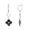 Gemminded Sterling Silver Black Onyx & Cubic Zirconia Flower Drop Earrings 1 Gemminded Sterling Silver Black Onyx & Cubic Zirconia Flower Drop Earrings -Gemminded Jewelry 4805853