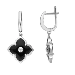 Gemminded Sterling Silver Black Onyx & Cubic Zirconia Drop Earrings