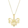 Gemminded 10k Sterling Silver Diamond Accented Bee Pendant Necklace