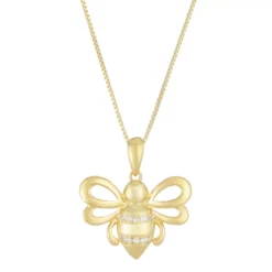 Gemminded 10k Sterling Silver Diamond Accented Bee Pendant Necklace