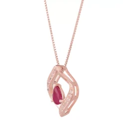 Gemminded 10k Rose Gold Ruby & Diamond Accented Pendant Necklace 7 Gemminded 10k Rose Gold Ruby & Diamond Accented Pendant Necklace -Gemminded Jewelry 4845420 ALT