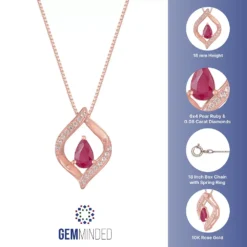 Gemminded 10k Rose Gold Ruby & Diamond Accented Pendant Necklace 9 Gemminded 10k Rose Gold Ruby & Diamond Accented Pendant Necklace -Gemminded Jewelry 4845420 ALT5