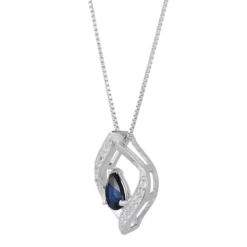 Gemminded 10k White Gold Sapphire & Diamond Accented Pendant Necklace -Gemminded Jewelry 4845421 ALT