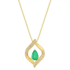 Gemminded 10k Gold Emerald & Diamond Accented Pendant Necklace