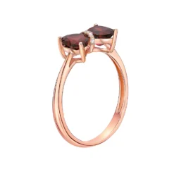 Gemminded 18k Rose Gold Plated Sterling Silver Heart-Shaped Garnet & Diamond Accented Ring -Gemminded Jewelry 4849168 ALT