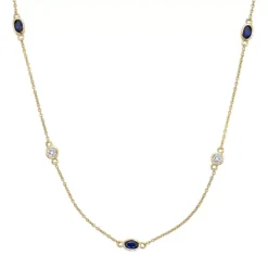 Gemminded 18k Gold Over Silver Lab-Created Sapphire & Lab-Created White Sapphire Station Necklace