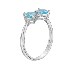 Gemminded Sterling Silver Blue Topaz & Diamond Accent Ring -Gemminded Jewelry 4849171 ALT