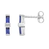 Gemminded Sterling Silver Lab-Created Sapphire & Lab-Created White Sapphire Bar Stud Earrings -Gemminded Jewelry 4849172