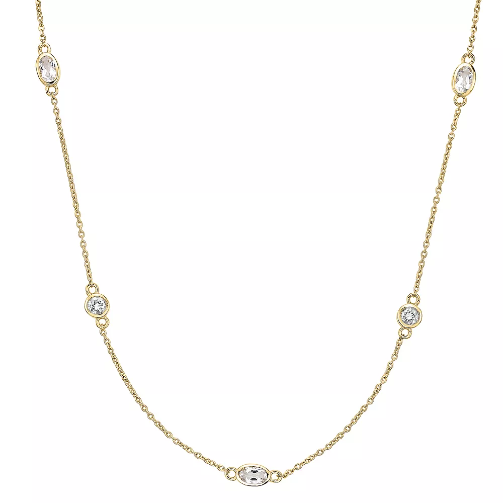 Gemminded 18k Gold Over Silver White Topaz Necklace 3 Gemminded 18k Gold Over Silver White Topaz Necklace