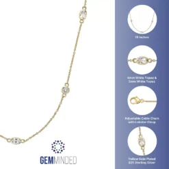 Gemminded 18k Gold Over Silver White Topaz Necklace 7 Gemminded 18k Gold Over Silver White Topaz Necklace -Gemminded Jewelry 4849176 ALT5