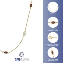 Gemminded 18k Gold Over Silver Garnet & White Topaz Necklace -Gemminded Jewelry 4849177 ALT5