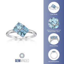Gemminded Sterling Silver & Blue Topaz Ring -Gemminded Jewelry 4849179 ALT5