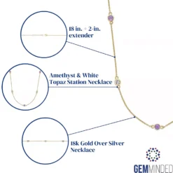 Gemminded 18k Gold Over Silver Amethyst & White Topaz Necklace -Gemminded Jewelry 4849180 ALT5