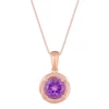 Gemminded 18k Rose Gold Tone Plated Sterling Silver & Amethyst Circle Pendant Necklace -Gemminded Jewelry 4849181