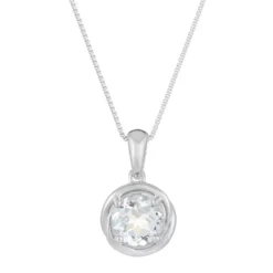 Gemminded Sterling Silver & White Topaz Circle Pendant Necklace