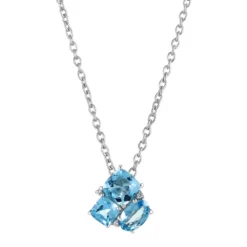 Gemminded Sterling Silver Blue Topaz & White Topaz Cluster Pendant Necklace