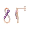 Gemminded 18k Rose Gold Plated Sterling Silver & Amethyst Figure-Eight Drop Earrings -Gemminded Jewelry 4849186
