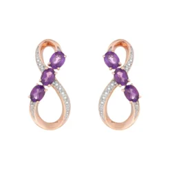 Gemminded 18k Rose Gold Plated Sterling Silver & Amethyst Figure-Eight Drop Earrings -Gemminded Jewelry 4849186 ALT