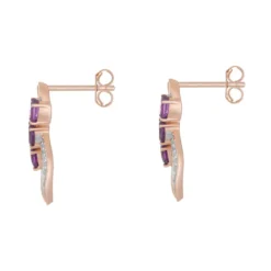Gemminded 18k Rose Gold Plated Sterling Silver & Amethyst Figure-Eight Drop Earrings -Gemminded Jewelry 4849186 ALT2