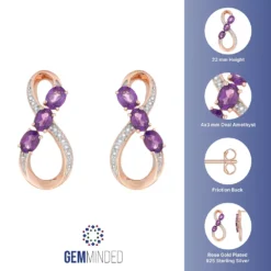 Gemminded 18k Rose Gold Plated Sterling Silver & Amethyst Figure-Eight Drop Earrings -Gemminded Jewelry 4849186 ALT5