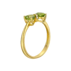 Gemminded 18k Gold Plated Sterling Silver Heart-Shaped Peridot & Diamond Accented Ring -Gemminded Jewelry 4849187 ALT