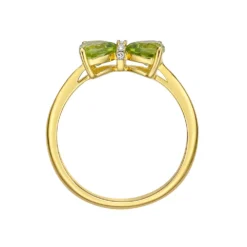 Gemminded 18k Gold Plated Sterling Silver Heart-Shaped Peridot & Diamond Accented Ring -Gemminded Jewelry 4849187 ALT2