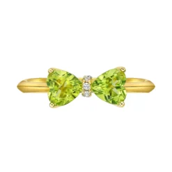 Gemminded 18k Gold Plated Sterling Silver Heart-Shaped Peridot & Diamond Accented Ring -Gemminded Jewelry 4849187 ALT3