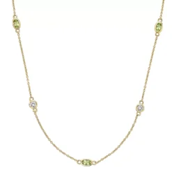 Gemminded 18k Gold Over Silver Peridot & White Topaz Station Necklace