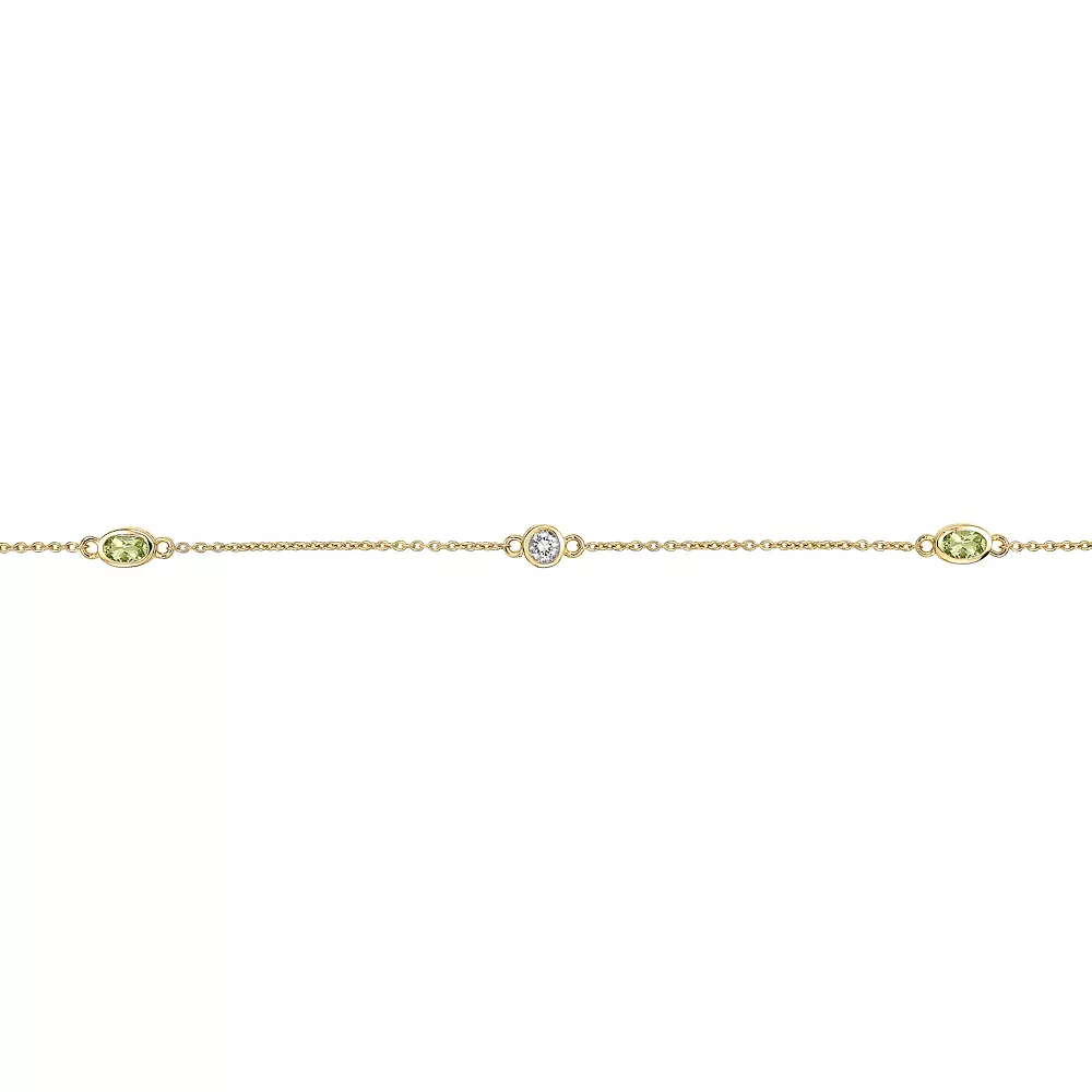 Gemminded 18k Gold Over Silver Peridot & White Topaz Station Necklace 4 Gemminded 18k Gold Over Silver Peridot & White Topaz Station Necklace - Image 2