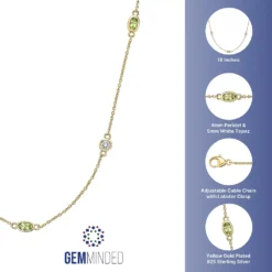 Gemminded 18k Gold Over Silver Peridot & White Topaz Station Necklace 9 Gemminded 18k Gold Over Silver Peridot & White Topaz Station Necklace -Gemminded Jewelry 4849188 ALT5
