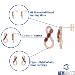 Gemminded 18k Rose Gold Plated Sterling Silver & Garnet Infinity Drop Earrings -Gemminded Jewelry 4849191 ALT5