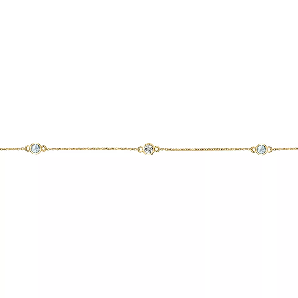 Gemminded 18k Gold Over Silver Blue Topaz & White Topaz Station Necklace 4 Gemminded 18k Gold Over Silver Blue Topaz & White Topaz Station Necklace - Image 2