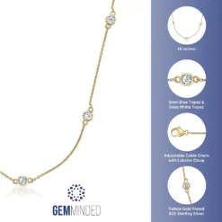 Gemminded 18k Gold Over Silver Blue Topaz & White Topaz Station Necklace 9 Gemminded 18k Gold Over Silver Blue Topaz & White Topaz Station Necklace -Gemminded Jewelry 4849192 ALT5