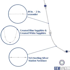 Gemminded Sterling Silver Lab-Created Blue Sapphire & Lab-Created White Sapphire Station Necklace 7 Gemminded Sterling Silver Lab-Created Blue Sapphire & Lab-Created White Sapphire Station Necklace -Gemminded Jewelry 4849194 ALT5