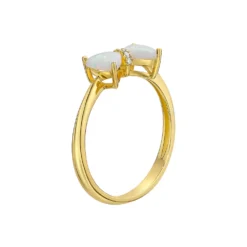 Gemminded 18k Gold Over Silver Lab-Created Opal & Diamond Accent Ring -Gemminded Jewelry 4849196 ALT