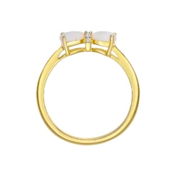 Gemminded 18k Gold Over Silver Lab-Created Opal & Diamond Accent Ring -Gemminded Jewelry 4849196 ALT2