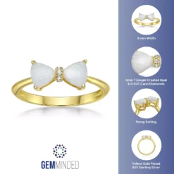 Gemminded 18k Gold Over Silver Lab-Created Opal & Diamond Accent Ring -Gemminded Jewelry 4849196 ALT5