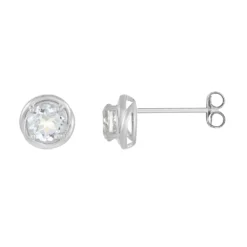 Gemminded Sterling Silver & White Topaz Round Stud Earrings