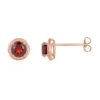Gemminded 18k Rose Gold Plated Sterling Silver & Garnet Round Stud Earrings