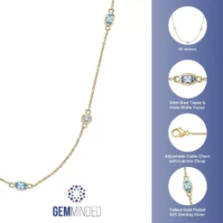 Gemminded 18k Gold Over Silver Blue Topaz & White Topaz Station Necklace -Gemminded Jewelry 4849201 ALT5