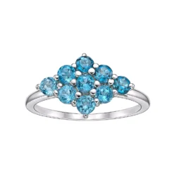 Gemminded Sterling Silver & Diamond-Shaped Cluster Blue Topaz Ring