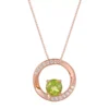 Gemminded 18k Rose Gold Plated Sterling Silver Peridot & White Topaz Circle Pendant Necklace -Gemminded Jewelry 4849205