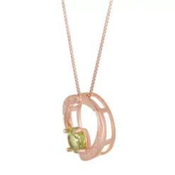 Gemminded 18k Rose Gold Plated Sterling Silver Peridot & White Topaz Circle Pendant Necklace -Gemminded Jewelry 4849205 ALT
