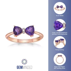 Gemminded 18k Gold Over Silver Amethyst & Diamond Accent Ring -Gemminded Jewelry 4849209 ALT5
