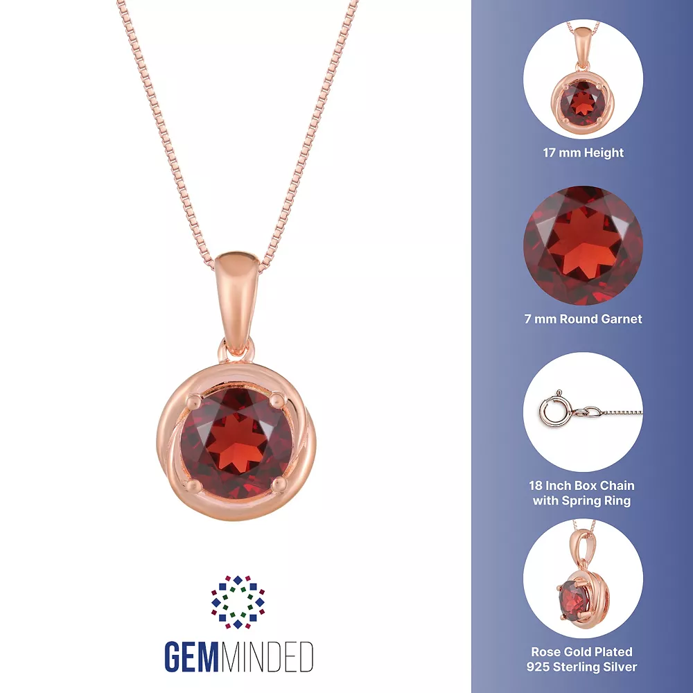 Gemminded 18k Rose Gold Plated Sterling Silver Garnet Circle Pendant Necklace 5 Gemminded 18k Rose Gold Plated Sterling Silver Garnet Circle Pendant Necklace - Image 3