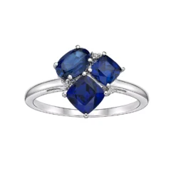 Gemminded Sterling Silver Lab-Created Sapphire & Lab-Created White Sapphire Cluster Ring