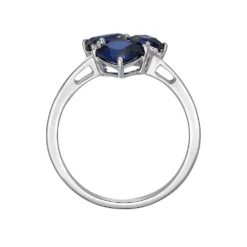 Gemminded Sterling Silver Lab-Created Sapphire & Lab-Created White Sapphire Cluster Ring -Gemminded Jewelry 4849242 ALT2