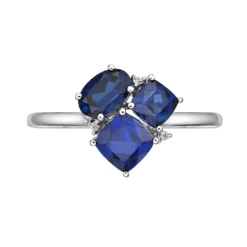 Gemminded Sterling Silver Lab-Created Sapphire & Lab-Created White Sapphire Cluster Ring -Gemminded Jewelry 4849242 ALT3